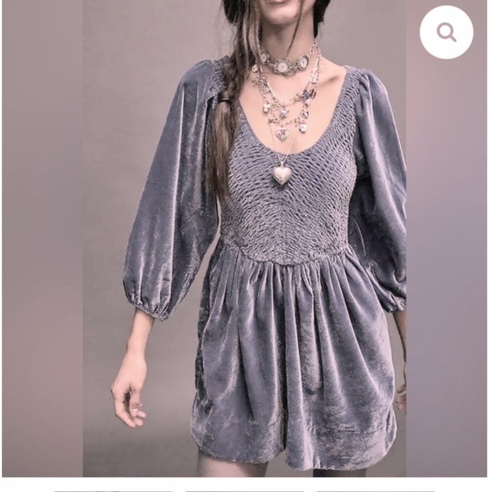 Free People NWOT Farrier Velvet Mini Dress LRG in Pale Lavender​ - Picture 3 of 12